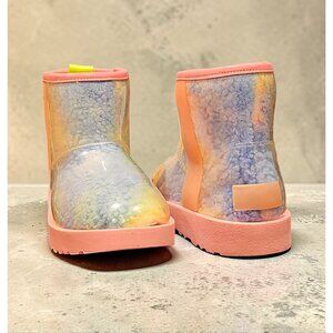 Colorful Gradient Shearling-Lined Waterproof Boots With Transparent Outer Shell